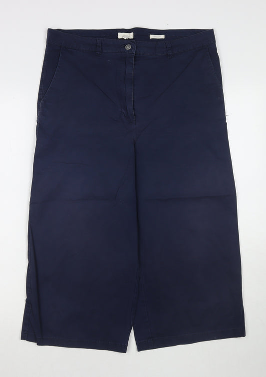 Joules Womens Blue Cotton Cropped Trousers Size 14 L20 in Regular Zip