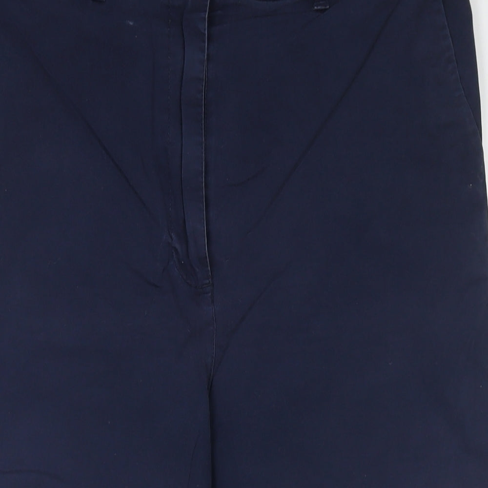 Joules Womens Blue Cotton Cropped Trousers Size 14 L20 in Regular Zip