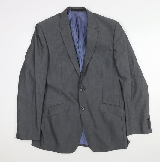 Marks and Spencer Mens Grey Wool Jacket Blazer Size 40 Regular