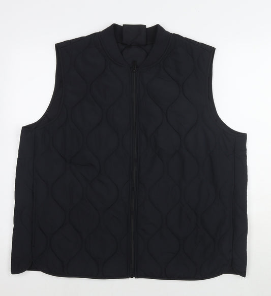 Marks and Spencer Womens Black Quilted Waistcoat Size 20 Zip