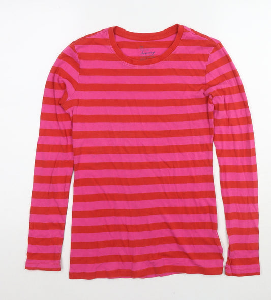 Gap Womens Red Round Neck Striped Cotton Pullover Jumper Size S