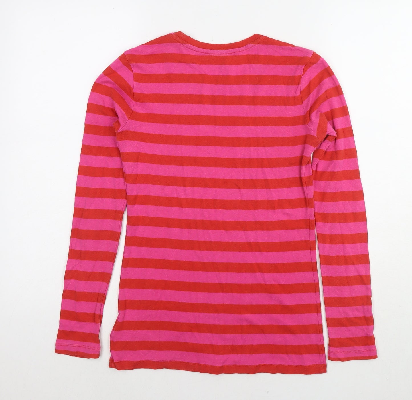 Gap Womens Red Round Neck Striped Cotton Pullover Jumper Size S