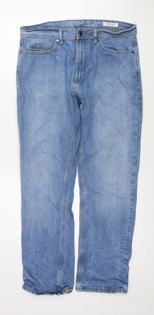 NEXT Mens Blue Cotton Straight Jeans Size 36 in L30 in Regular Zip