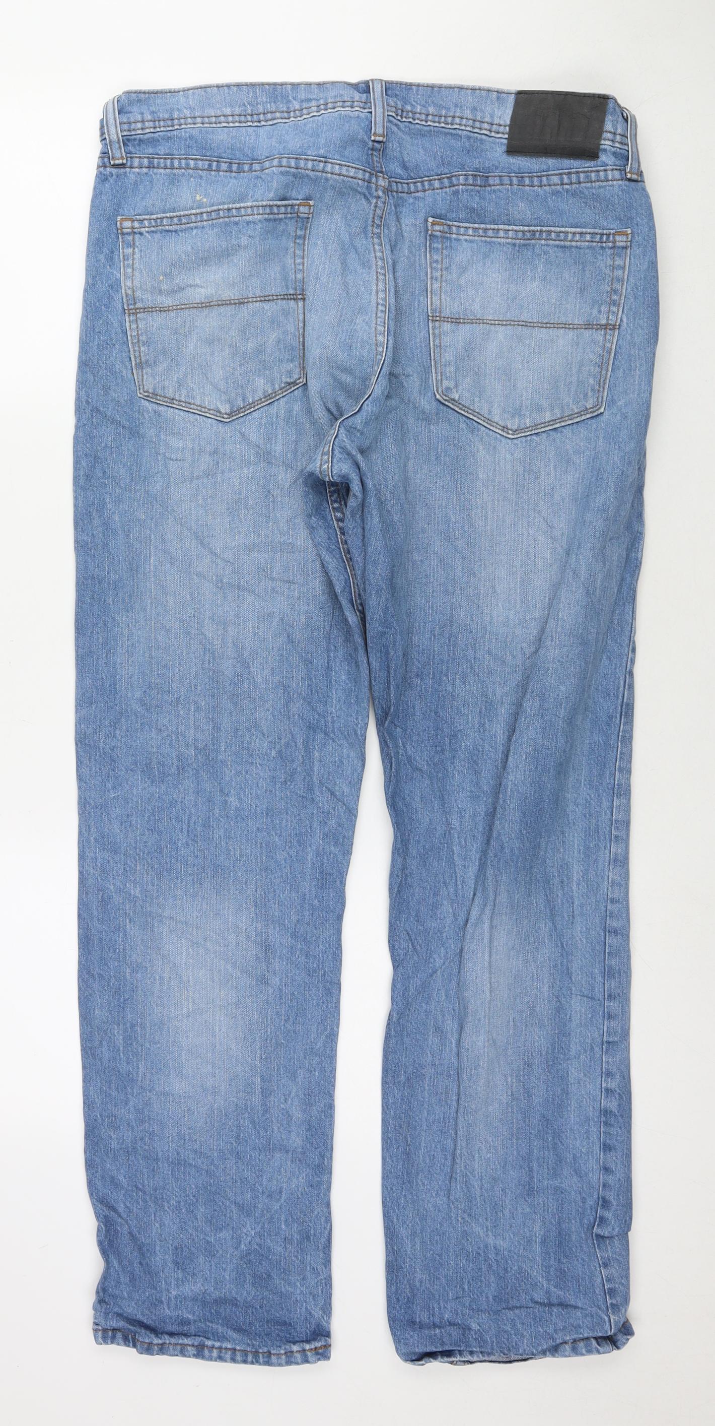 NEXT Mens Blue Cotton Straight Jeans Size 36 in L30 in Regular Zip