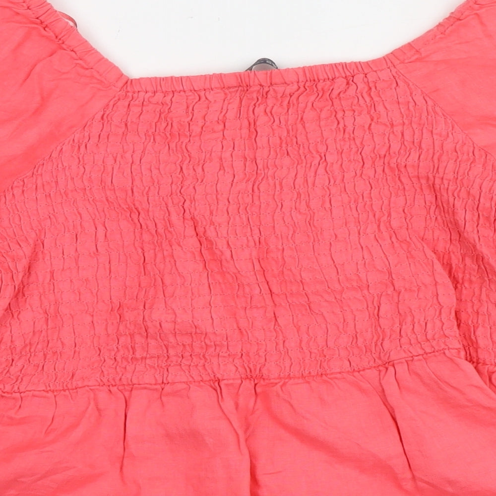 Marks and Spencer Womens Pink Linen Basic Blouse Size 18 Square Neck