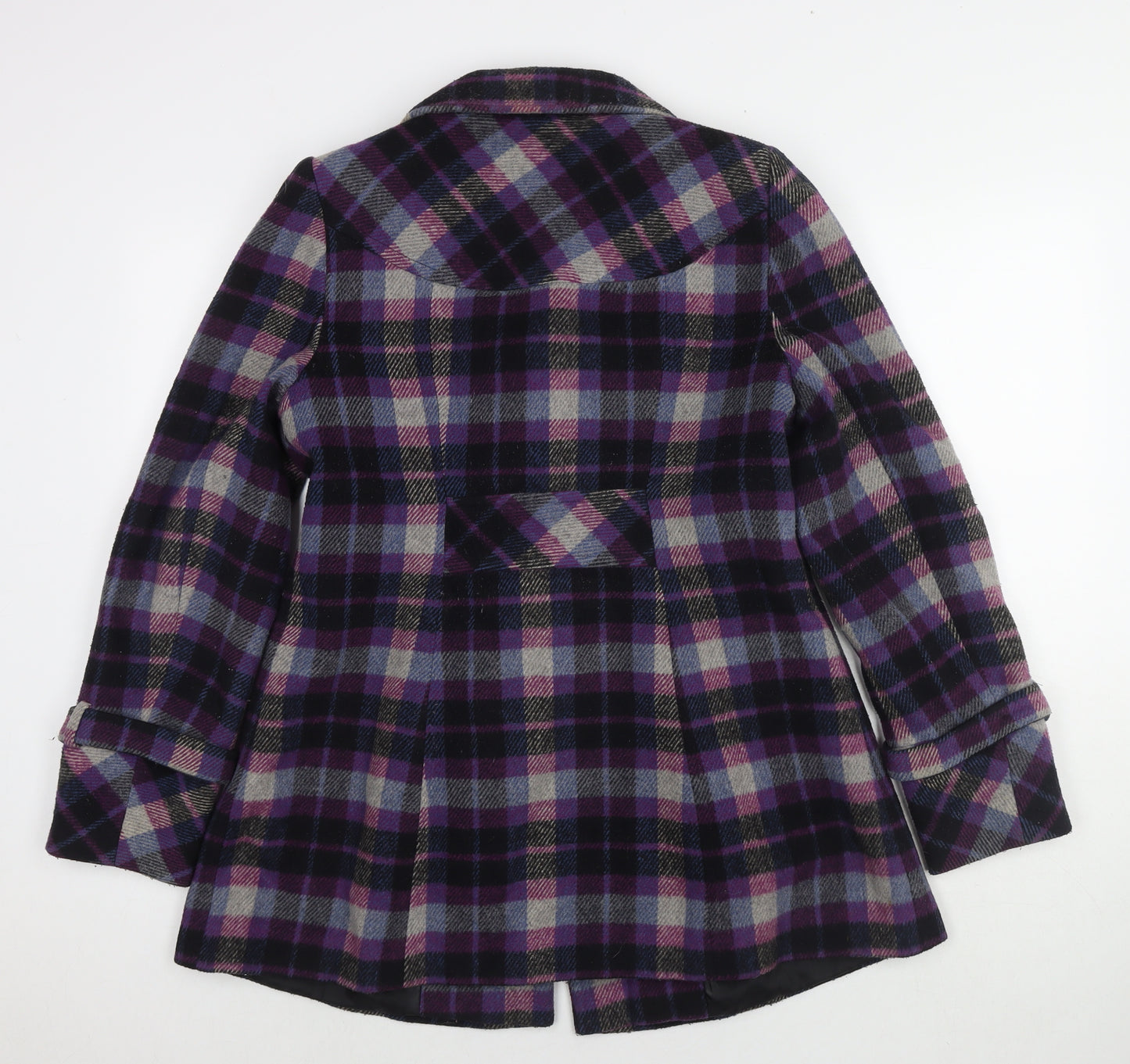 Jane Norman Womens Multicoloured Check Pea Coat Coat Size 14 Toggle