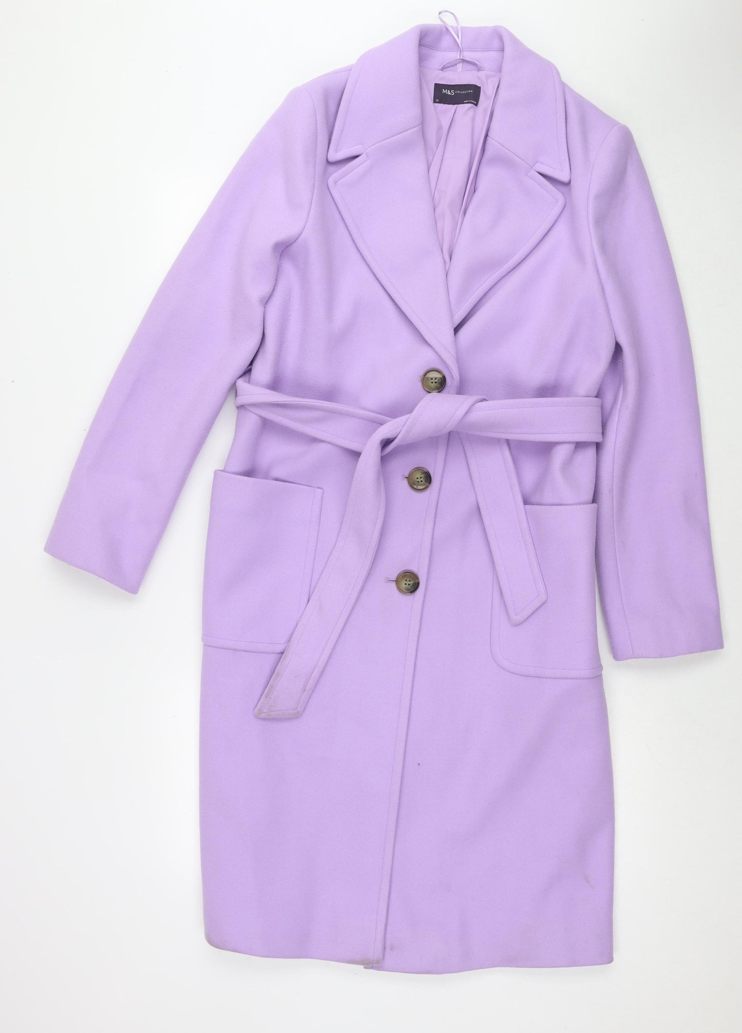 Marks and Spencer Womens Purple Overcoat Coat Size 10 Button