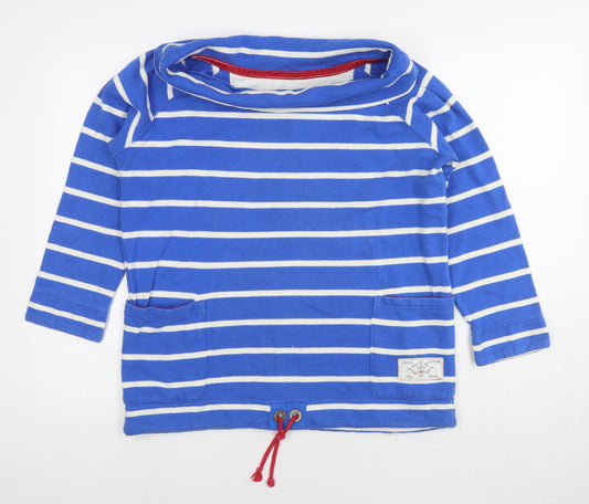 Joules Womens Blue Striped Cotton Pullover Sweatshirt Size 12 Pullover