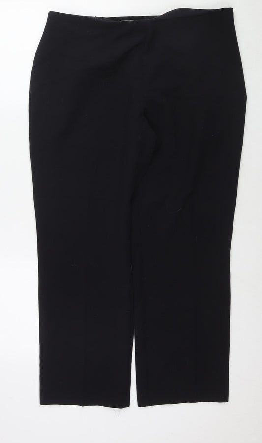 Marks and Spencer Womens Black Polyester Trousers Size 16 L26 in Regular Zip