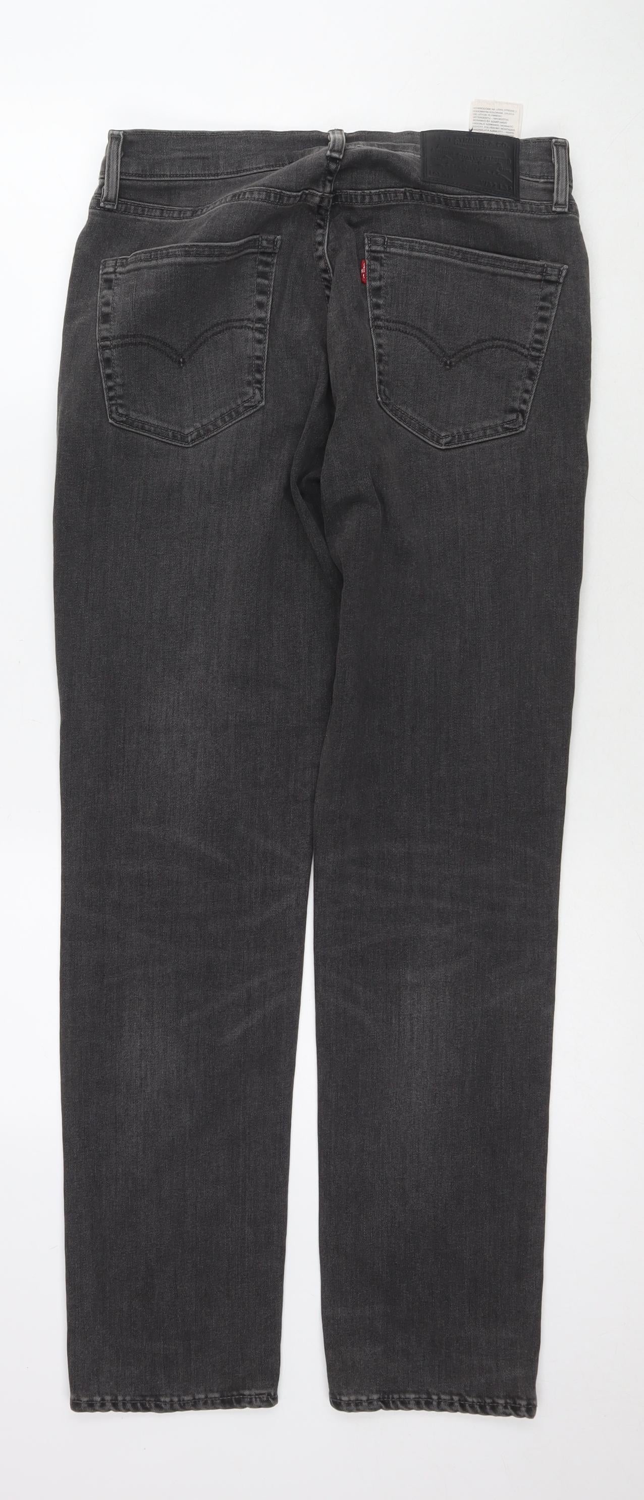 Levi's Mens Grey Cotton Straight Jeans Size 32 in L32 in Regular Zip