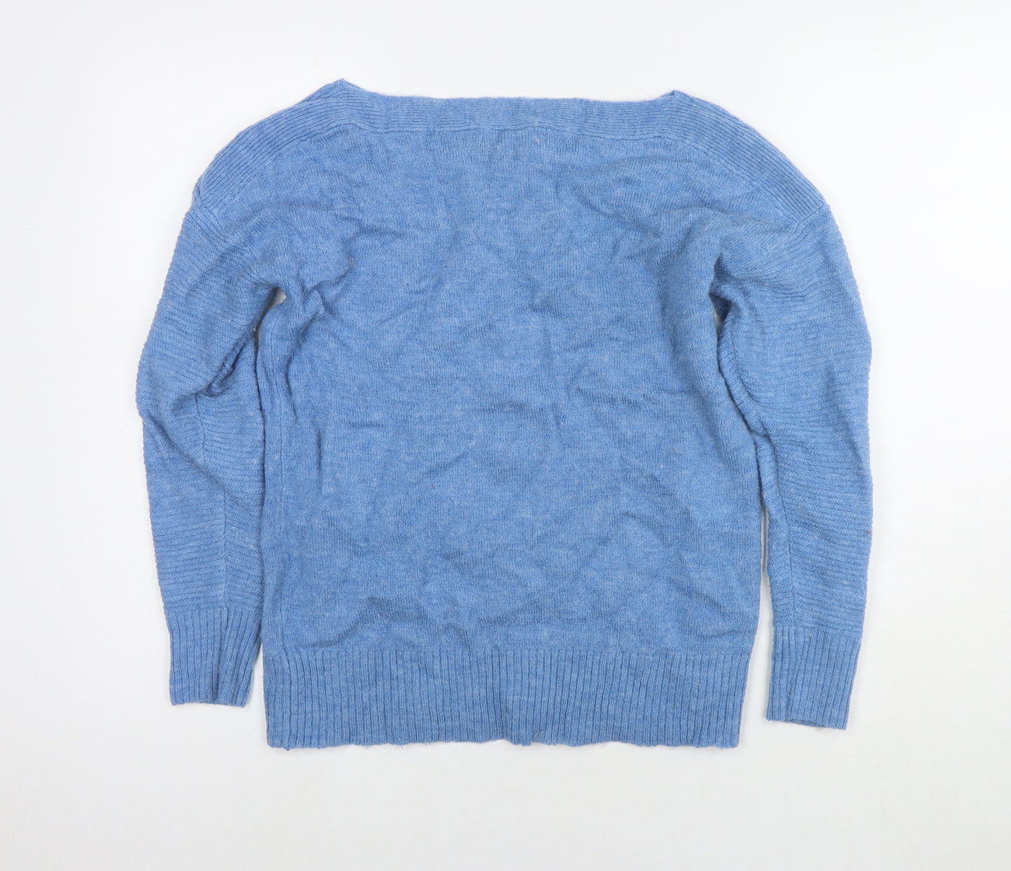 NEXT Womens Blue V-Neck Acrylic Pullover Jumper Size S