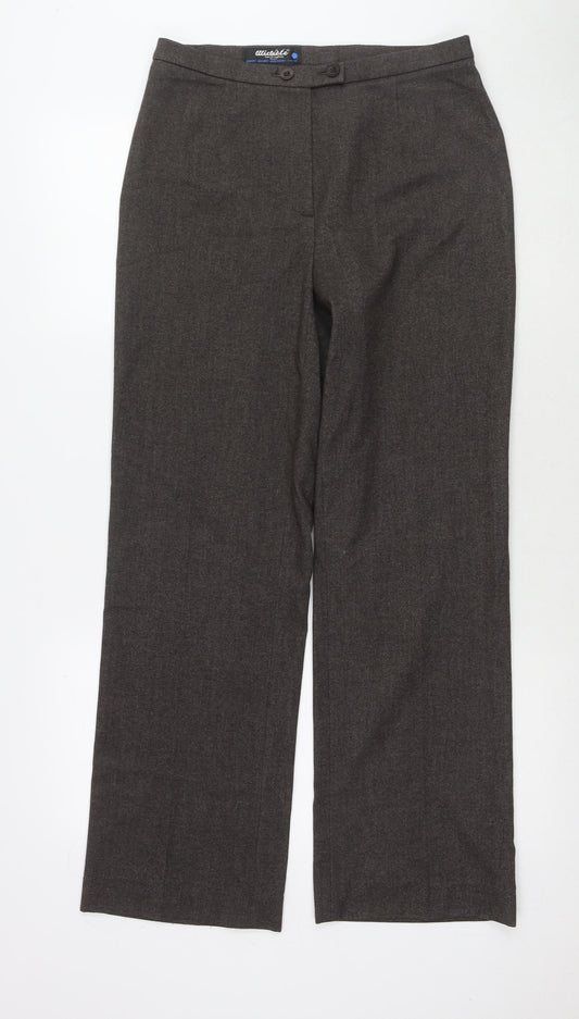 Witchele Womens Brown Polyester Trousers Size 10 L30 in Regular Zip