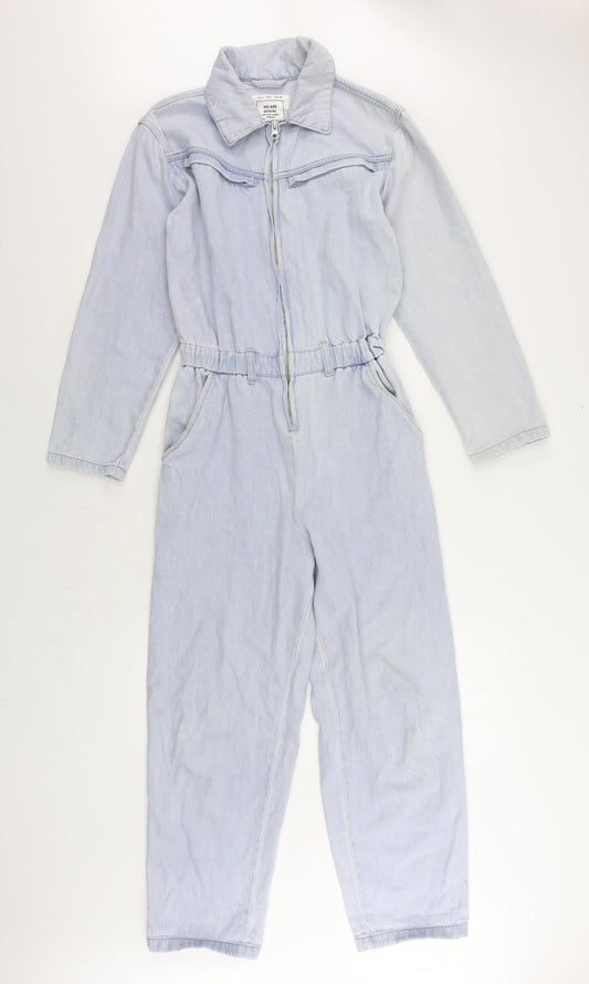 Pull&Bear Womens Blue Cotton Jumpsuit One-Piece Size S L26 in Zip