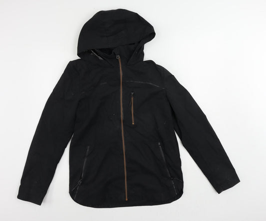 Superdry Womens Black Windbreaker Jacket Size 8 Zip - Vintage Logo Outdoor Walking Hiking