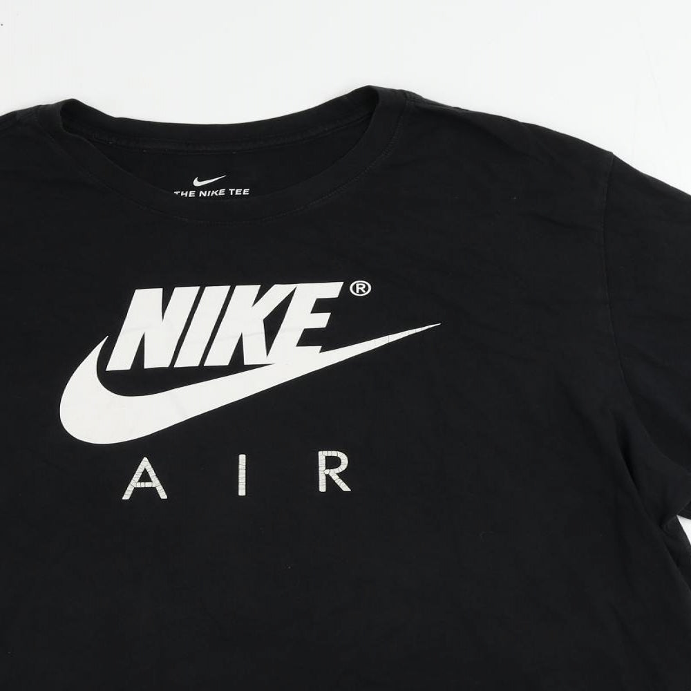 Nike Mens Black Cotton T-Shirt Size 2XL Crew Neck - Logo Vintage