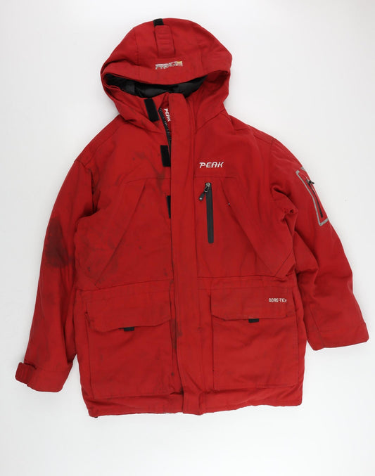 Peak Performance Mens Red Windbreaker Jacket Size M Zip - Vintage Outdoor Walking Technical Jacket