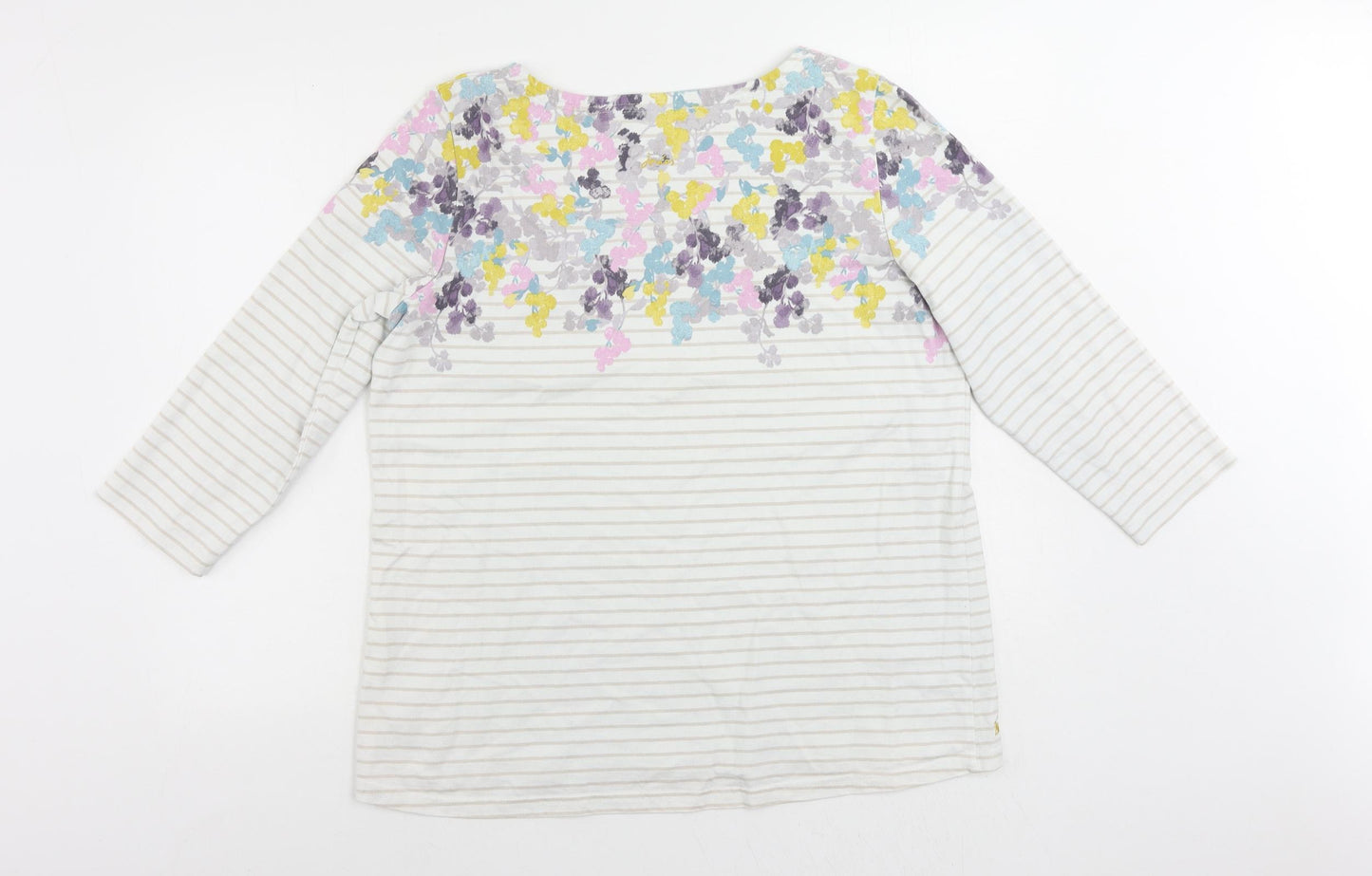 Joules Womens White Striped Cotton Pullover Sweatshirt Size 18 Pullover - Floral