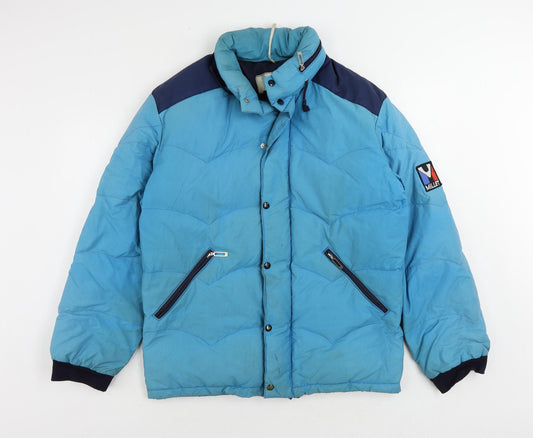 Millet Mens Blue Puffer Jacket Jacket Size L Zip - Outdoor Walking Vintage Zipped Pockets