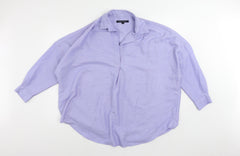 French Connection Womens Blue Polyester Basic Blouse Size L Collared - Vintage Oversize