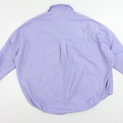 French Connection Womens Blue Polyester Basic Blouse Size L Collared - Vintage Oversize