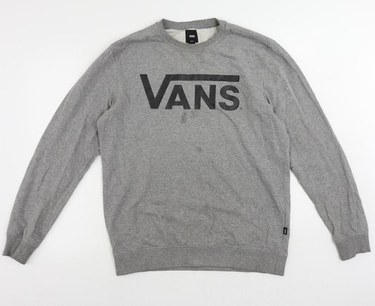 VANS Mens Grey Cotton Pullover Sweatshirt Size M - Vintage Logo