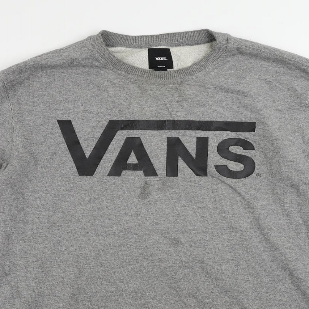 VANS Mens Grey Cotton Pullover Sweatshirt Size M - Vintage Logo