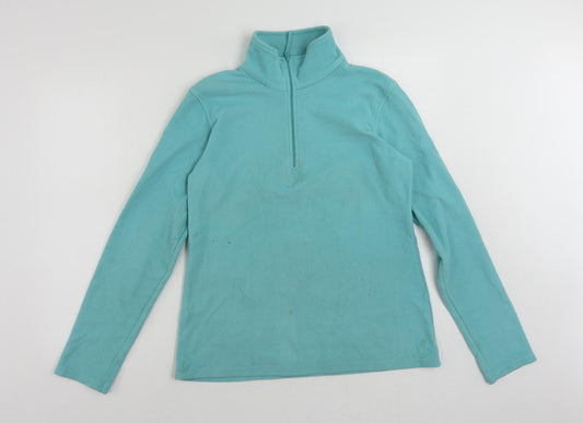 Mountain Warehouse Womens Green Polyester Pullover Sweatshirt Size M Zip - Walking Fleece