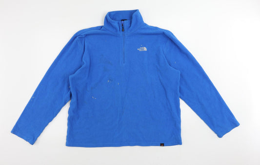 The North Face Womens Blue Polyester Pullover Sweatshirt Size L Zip - Vintage Logo Outdoor Walking Hiking