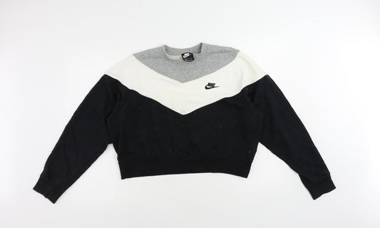 Nike Womens Black Cotton Pullover Sweatshirt Size XL Pullover - Vintage Logo Cropped