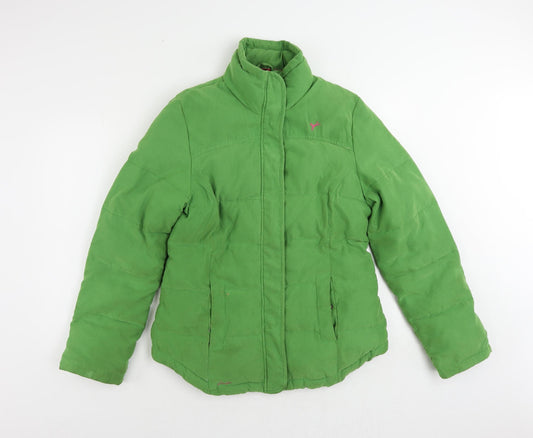 Joules Womens Green Puffer Jacket Jacket Size S Zip - Vintage Logo