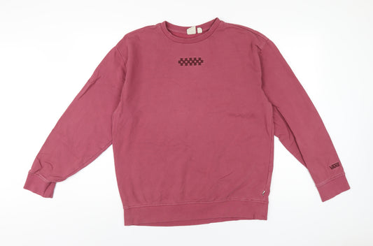 VANS Mens Pink Cotton Pullover Sweatshirt Size S