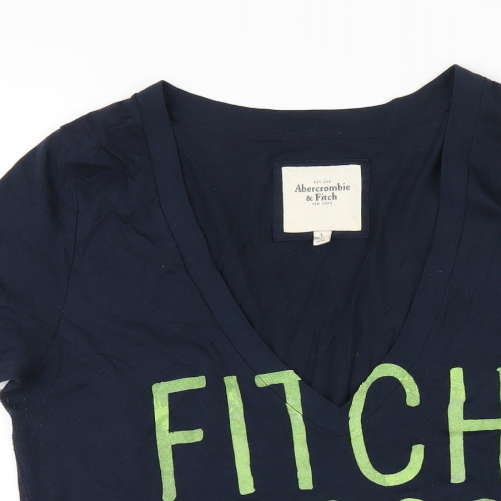 Abercrombie & Fitch Mens Blue Cotton T-Shirt Size L V-Neck