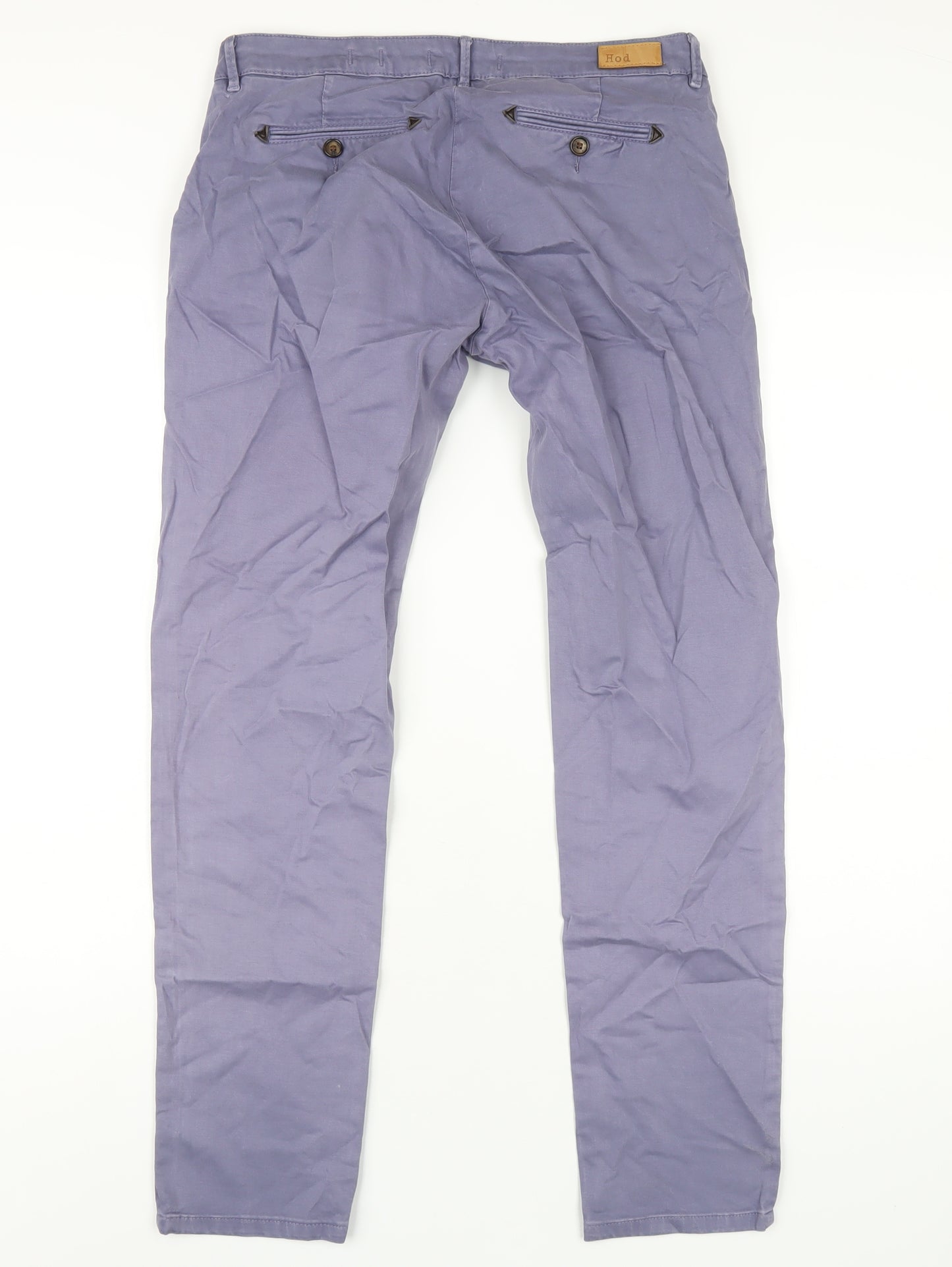 Hod Mens Purple Cotton Chino Trousers Size 30 in L30 in Regular Zip