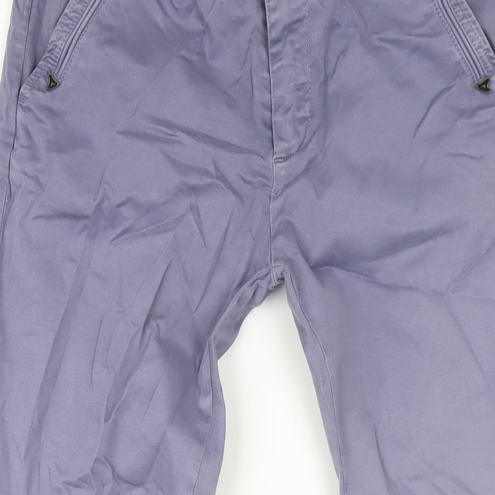 Hod Mens Purple Cotton Chino Trousers Size 30 in L30 in Regular Zip