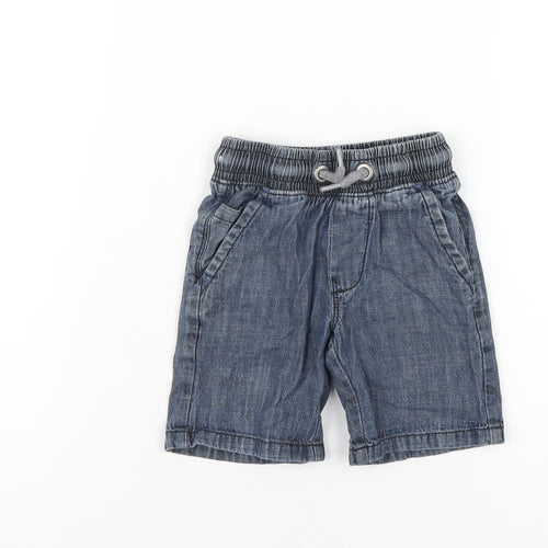 NEXT Boys Blue Cotton Bermuda Shorts Size 3 Years Regular Drawstring