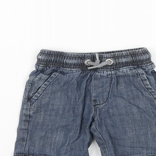 NEXT Boys Blue Cotton Bermuda Shorts Size 3 Years Regular Drawstring