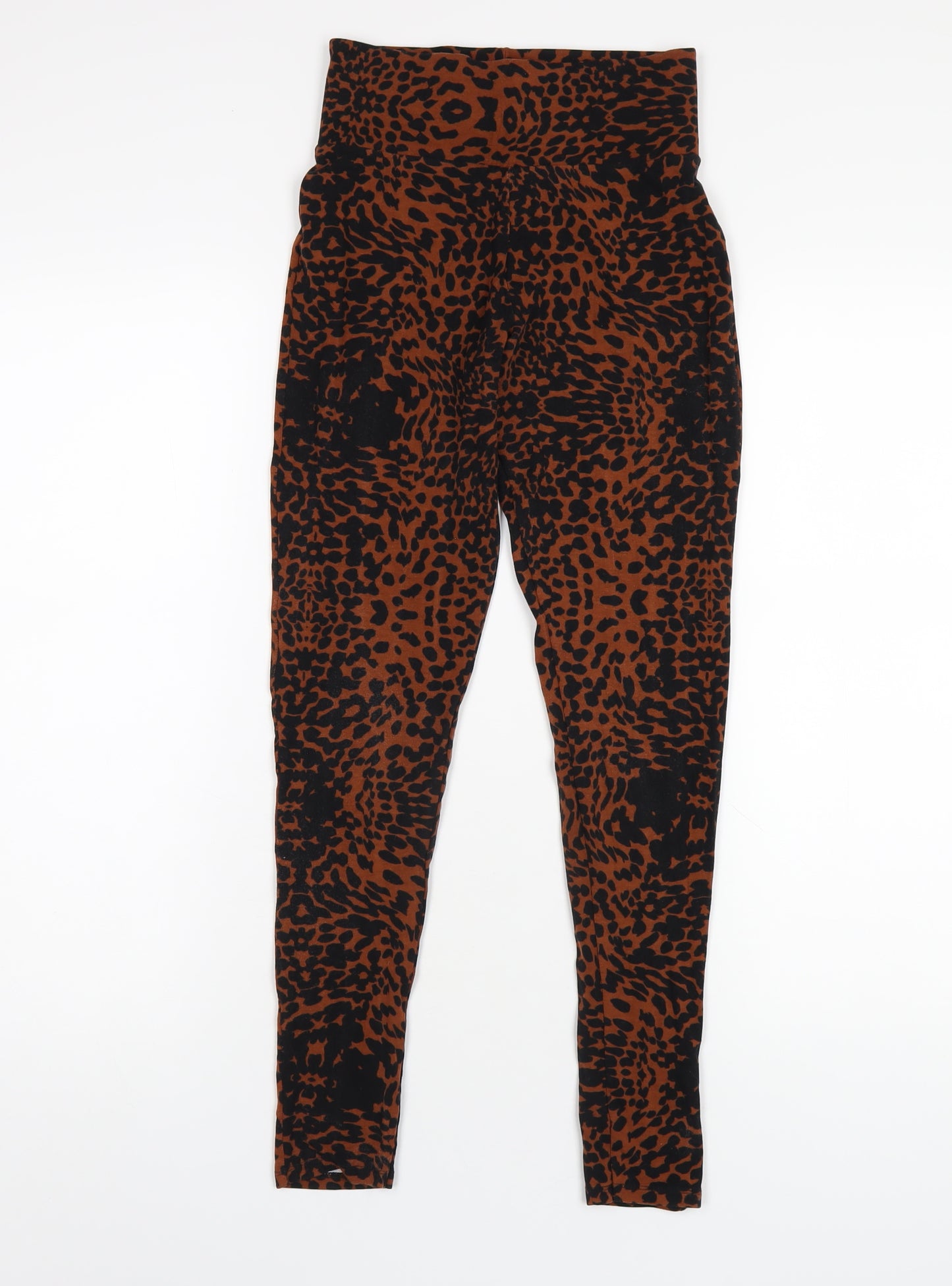 ASOS Womens Brown Animal Print Vinyl Carrot Leggings Size 8 L26 in