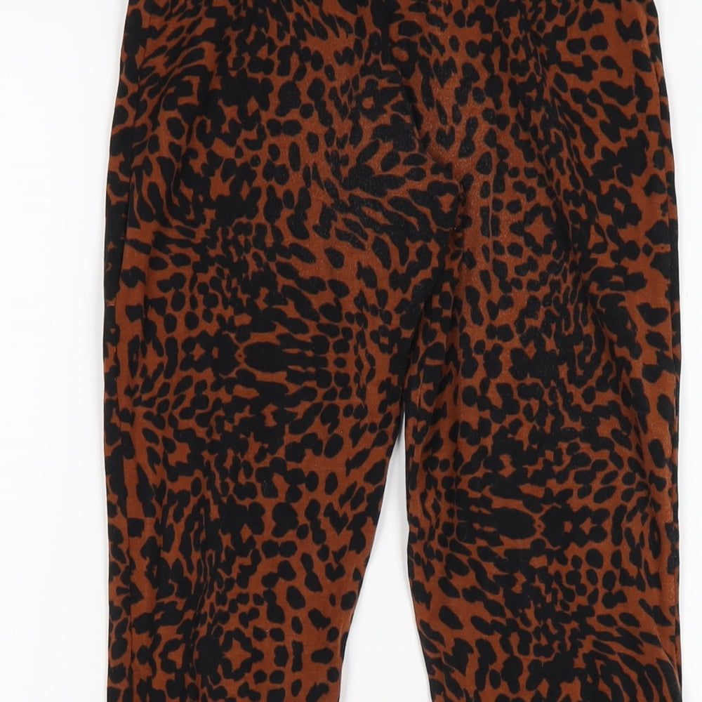 ASOS Womens Brown Animal Print Vinyl Carrot Leggings Size 8 L26 in