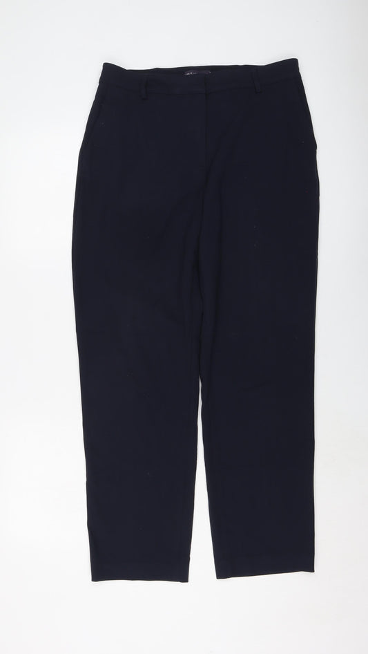 Marks and Spencer Womens Blue Polyester Trousers Size 14 L29 in Regular Button