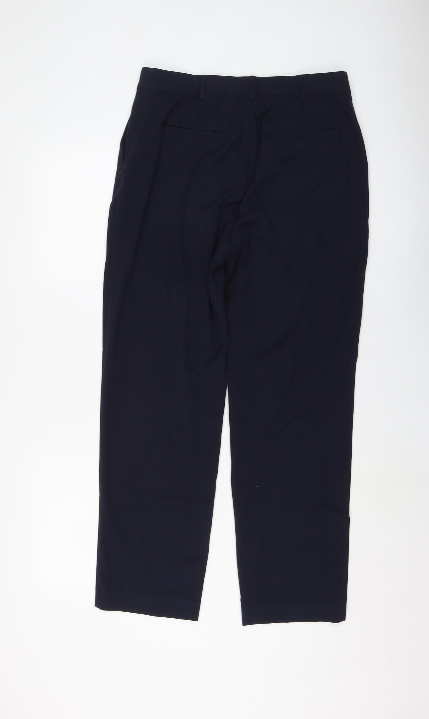 Marks and Spencer Womens Blue Polyester Trousers Size 14 L29 in Regular Button