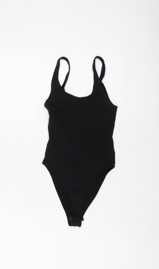 Topshop Womens Black Polyamide Bodysuit One-Piece Size 12 Snap