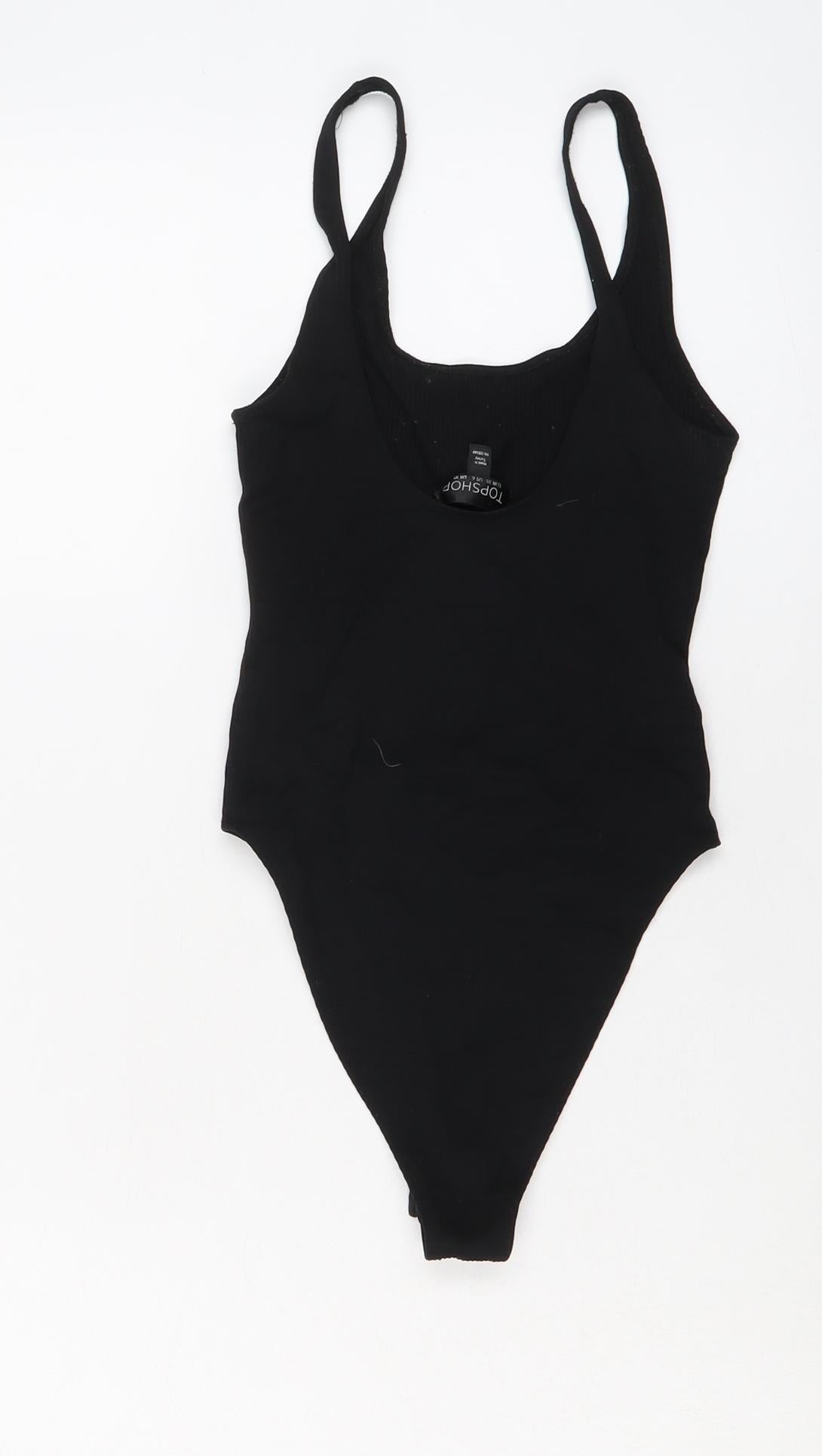 Topshop Womens Black Polyamide Bodysuit One-Piece Size 12 Snap