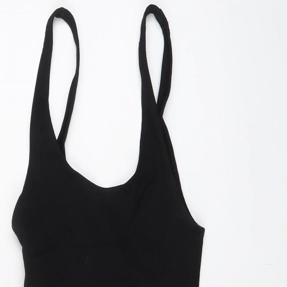 Topshop Womens Black Polyamide Bodysuit One-Piece Size 12 Snap