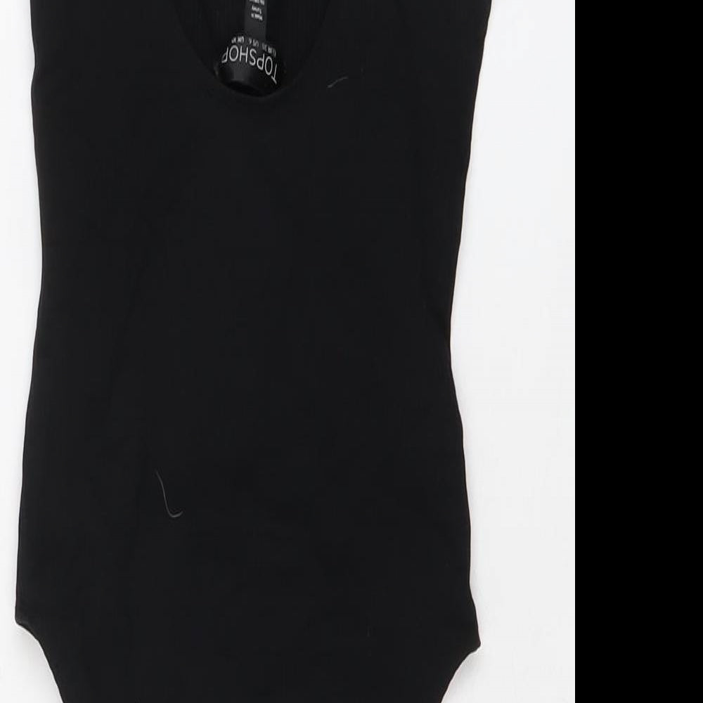 Topshop Womens Black Polyamide Bodysuit One-Piece Size 12 Snap