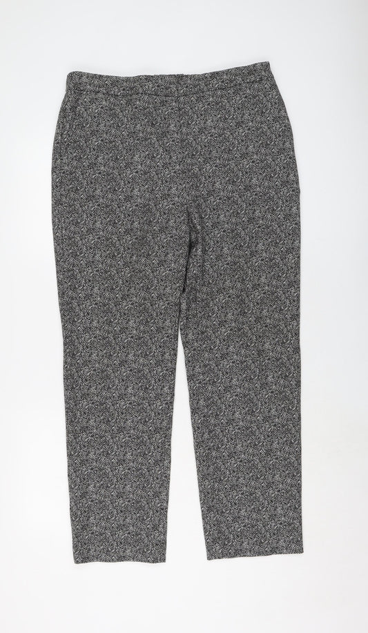 Marks and Spencer Womens Grey Polyester Trousers Size 14 L28 in Regular Button