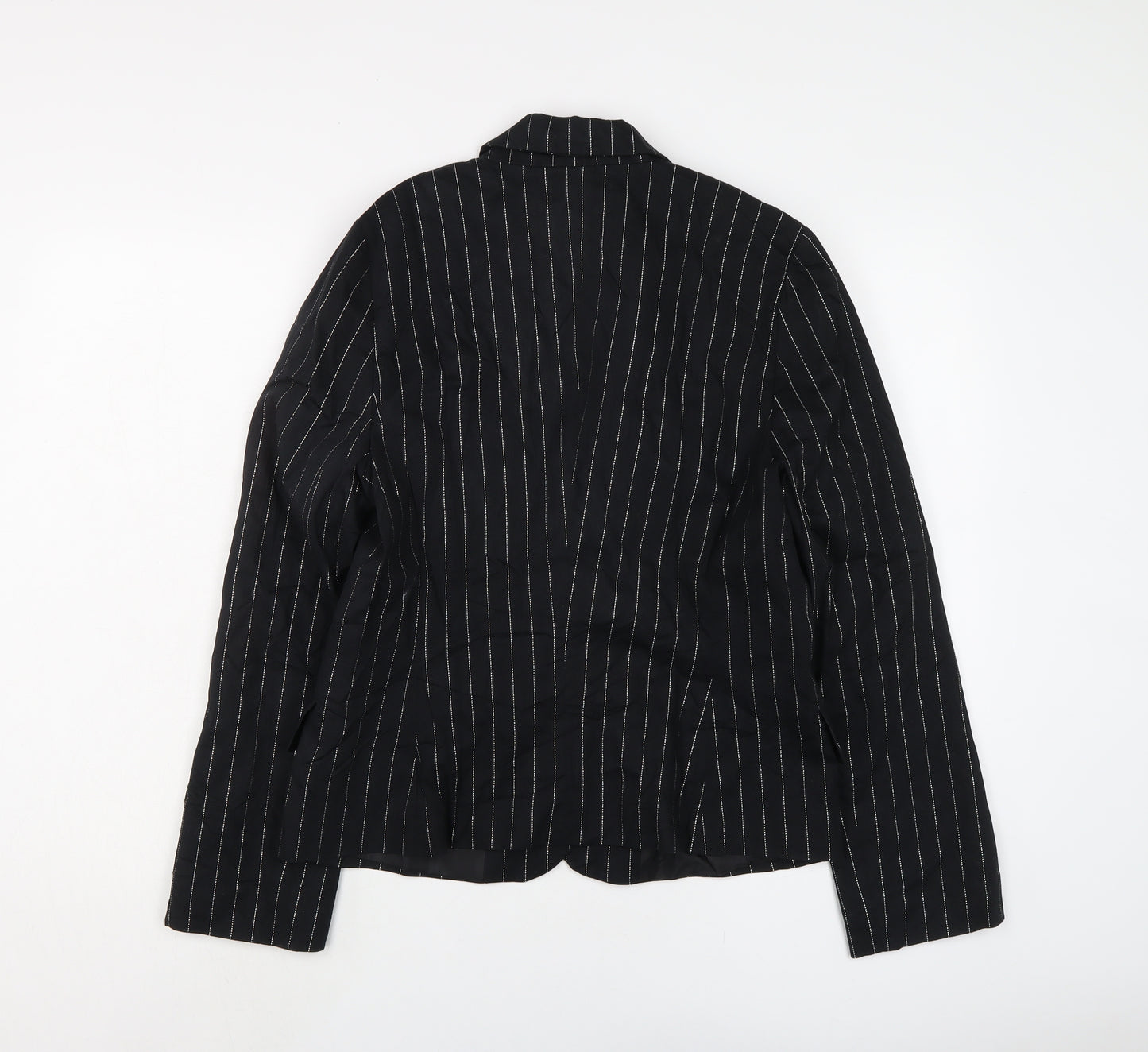 Fransa Womens Black Striped Cotton Jacket Suit Jacket Size L