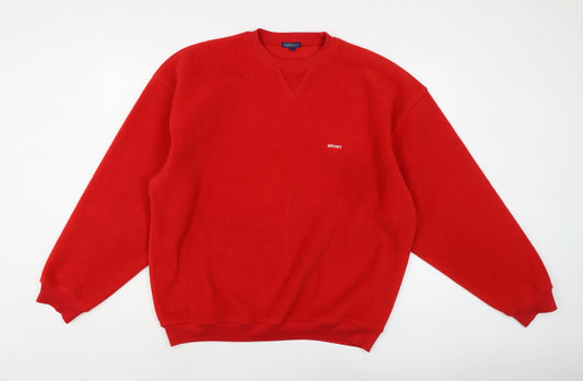 WEEKENDERS Mens Red Polyester Pullover Sweatshirt Size L