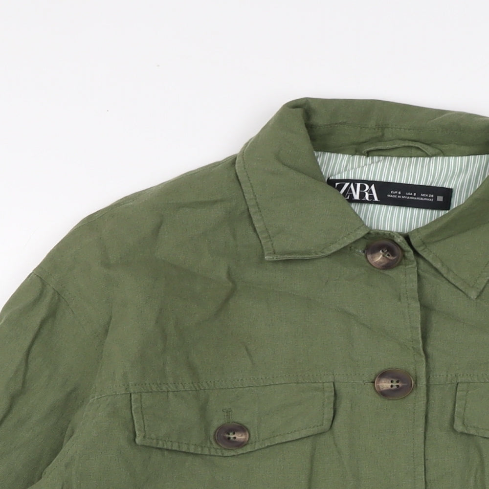 Zara Womens Green Jacket Size S Button