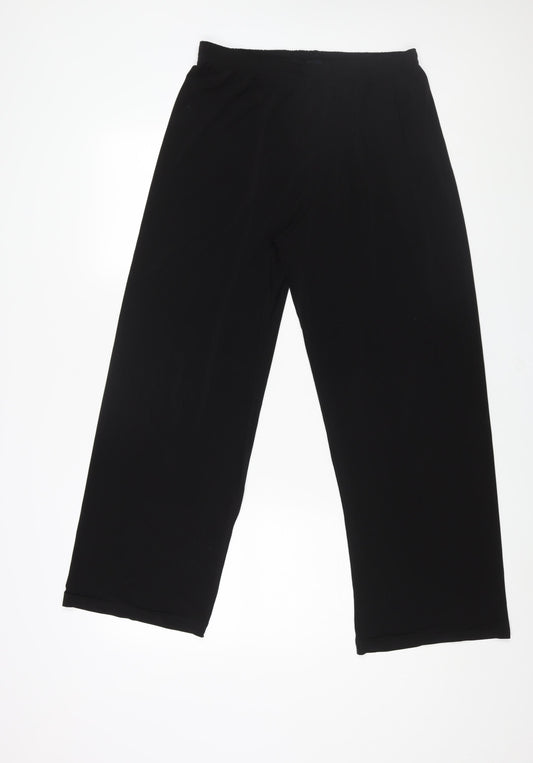 Saloos Womens Black Polyester Trousers Size 12 L28 in Regular - Elasticated Waist