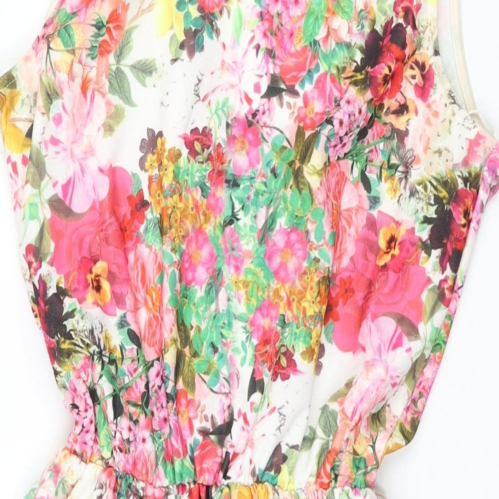 Quiz Womens Multicoloured Floral Polyester Playsuit One-Piece Size 12 L3 in Pullover